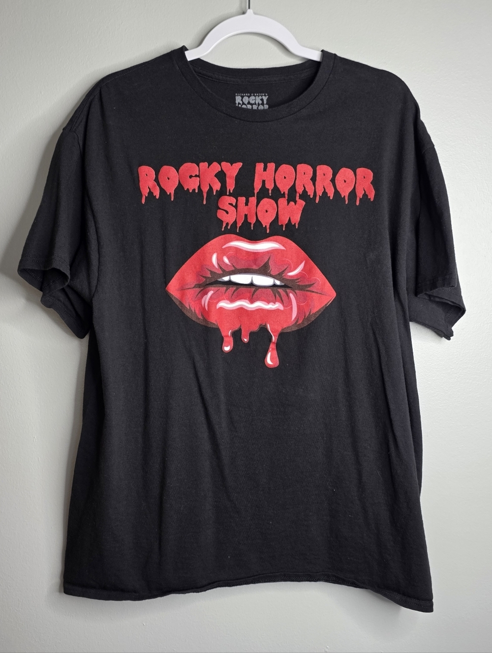 Rocky Horror Show Lips Graphic Tee XL Black 100% Cotton Y2k Vtg Halloween Goth